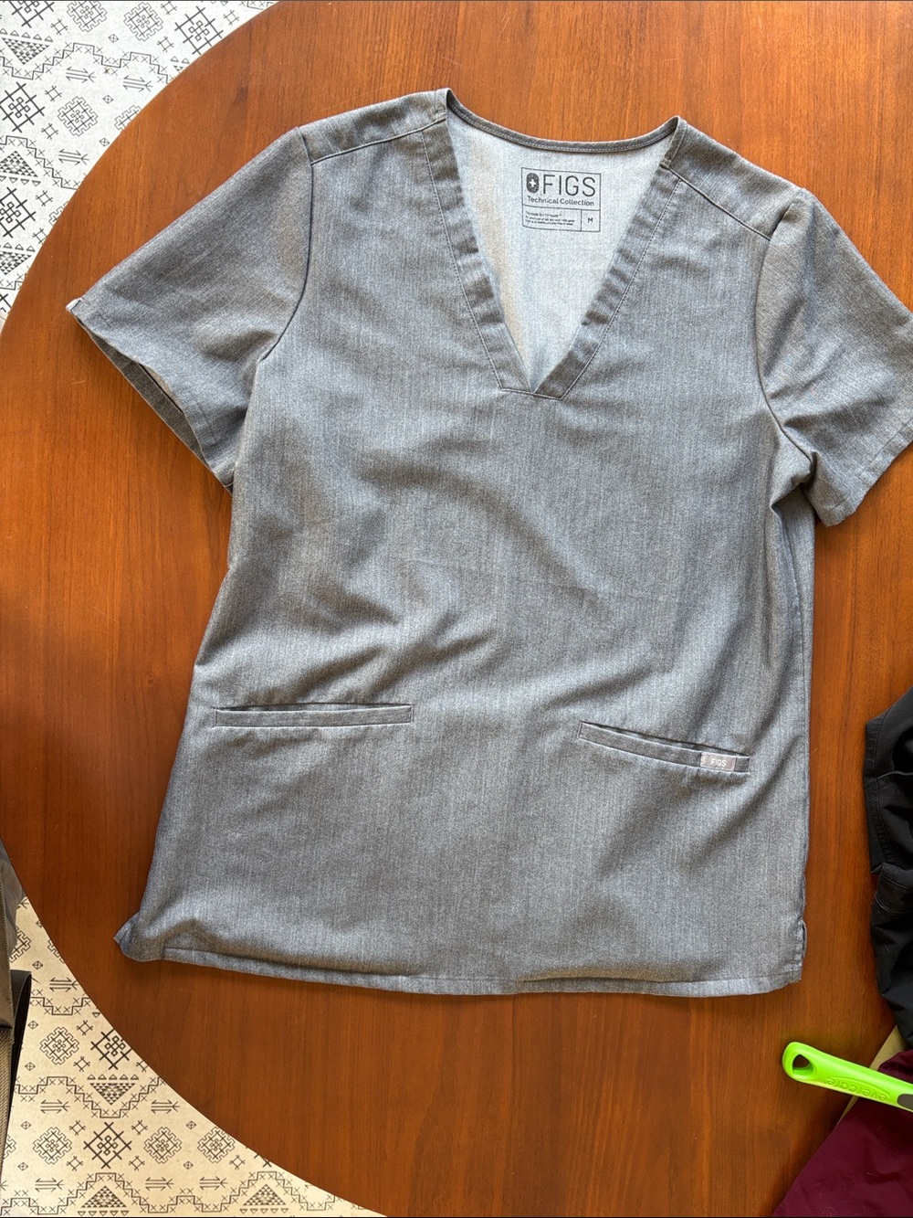 Figs Heather Gray V-Neck Scrub Top